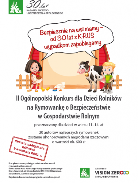 II Ogólnopolski Konkurs dla Dzieci Rolników na Rymowankę o Bezpieczeństwie w