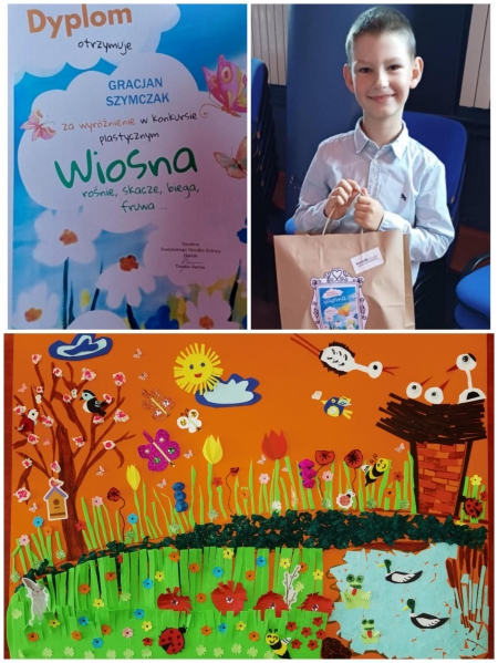 Uczniowie naszej Szkoły laureatami powiatowego konkursu plastycznego ,,Wiosna ro...